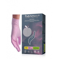 Фото товара - BENOVY Nitrile MultiColor, перчатки нитриловые, розовые, XS, 50 пар в упаковке