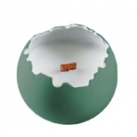 Фото товара - Подсвечник Kenai Ceramics d10см, с воском, деревянный фитиль, цвет зеленая дымка CAN_01_10_06
