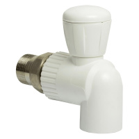 Фото товара - Кран шаровой THERMOLIGHT американка PP-R угловой 25х3/4" белый