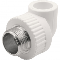 Фото товара - Угольник THERMOLIGHT комбинированный PP-R НР 20х3/4" белый (20/140)