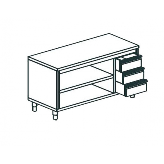 Большое фото товара - Стол производственный закрытый с 3-х сторон APACH CHEF LINE LWC619SH2DR, . Вариант №1