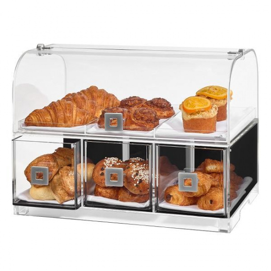 Большое фото товара - Диспенсер BAKERY для выпечки, 2 уровня, 48,5х32,3см h38,1см, акрил BD128, . Вариант №1