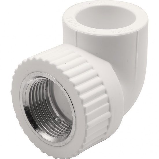 Большое фото товара - Угольник THERMOLIGHT комбинированный PP-R ВР 25х3/4" белый (20/120), UPF 029 25 02 00 W. Вариант №1