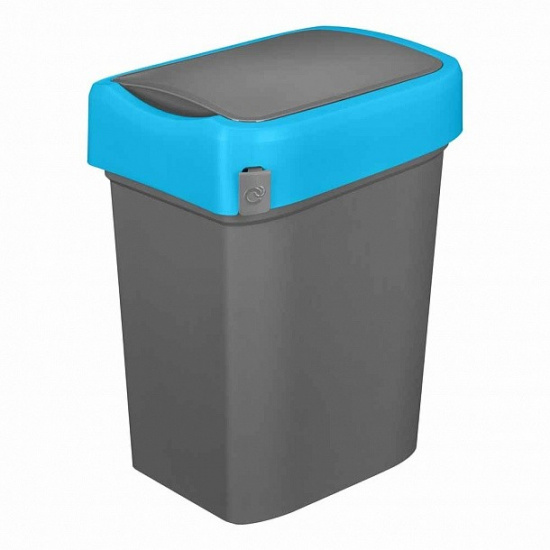 Большое фото товара - Бак для мусора "SMART BIN" 50л (430x330x630мм), с крышкой "маятник" (синий) 434258117, 434258117. Вариант №1